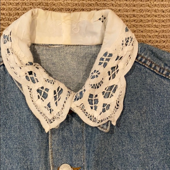 JUST USA JEAN JACKET WITH ENGLISH LACE FIRM - Picture 6 of 8
